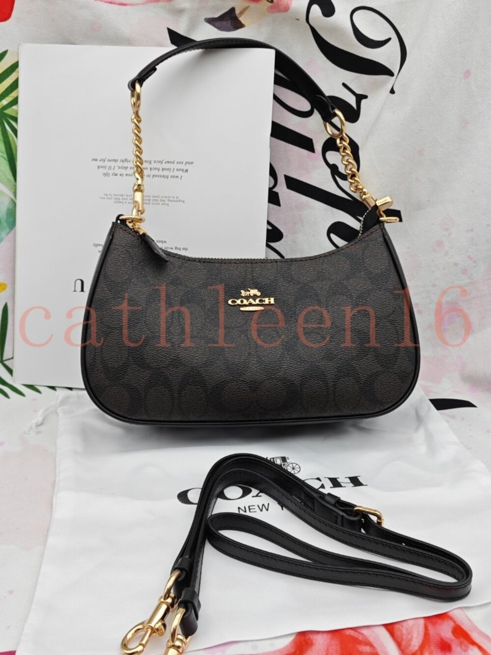 Coach Teri Shoulder Bag In Signature Canvas black